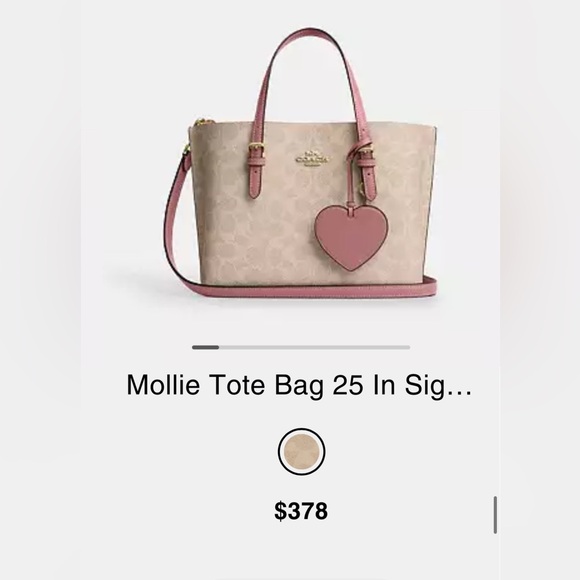 Mollie Tote 25 💖 in signature canvas with heart charm - Picture 3 of 10